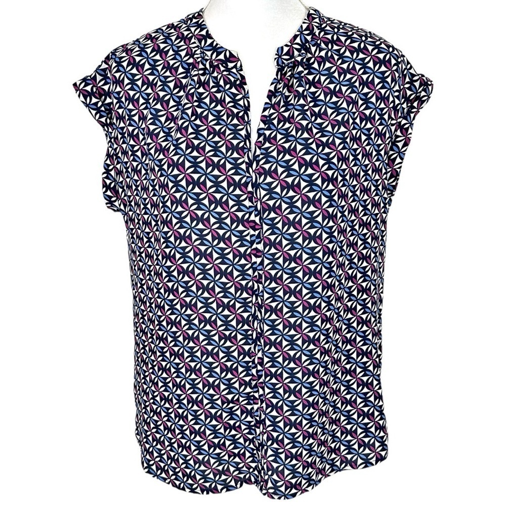 Pleione- Dressy Geometric Pattern Short Sleeve Tunic- Size XS - Picture 1 of 8